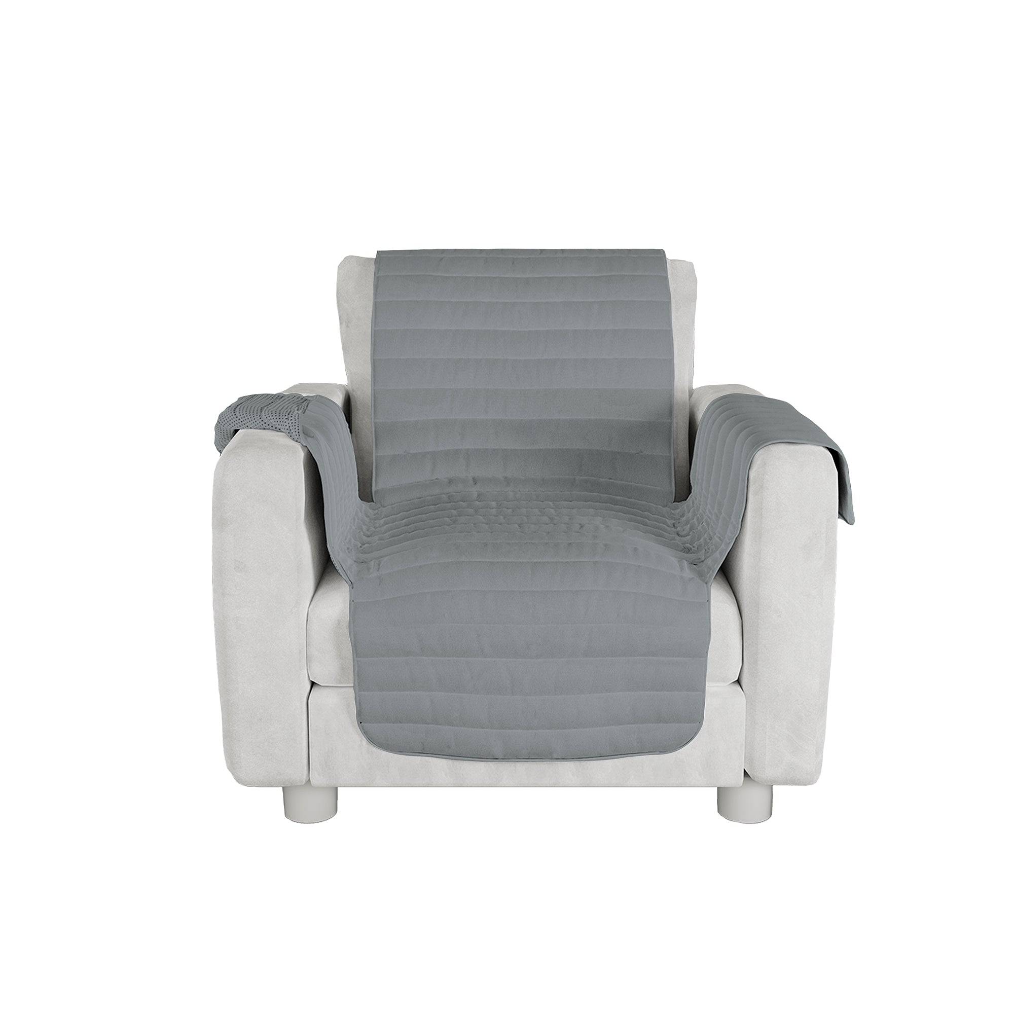 Copridivano Trapuntato 2 Posti in Microfibra Grigio Chiaro