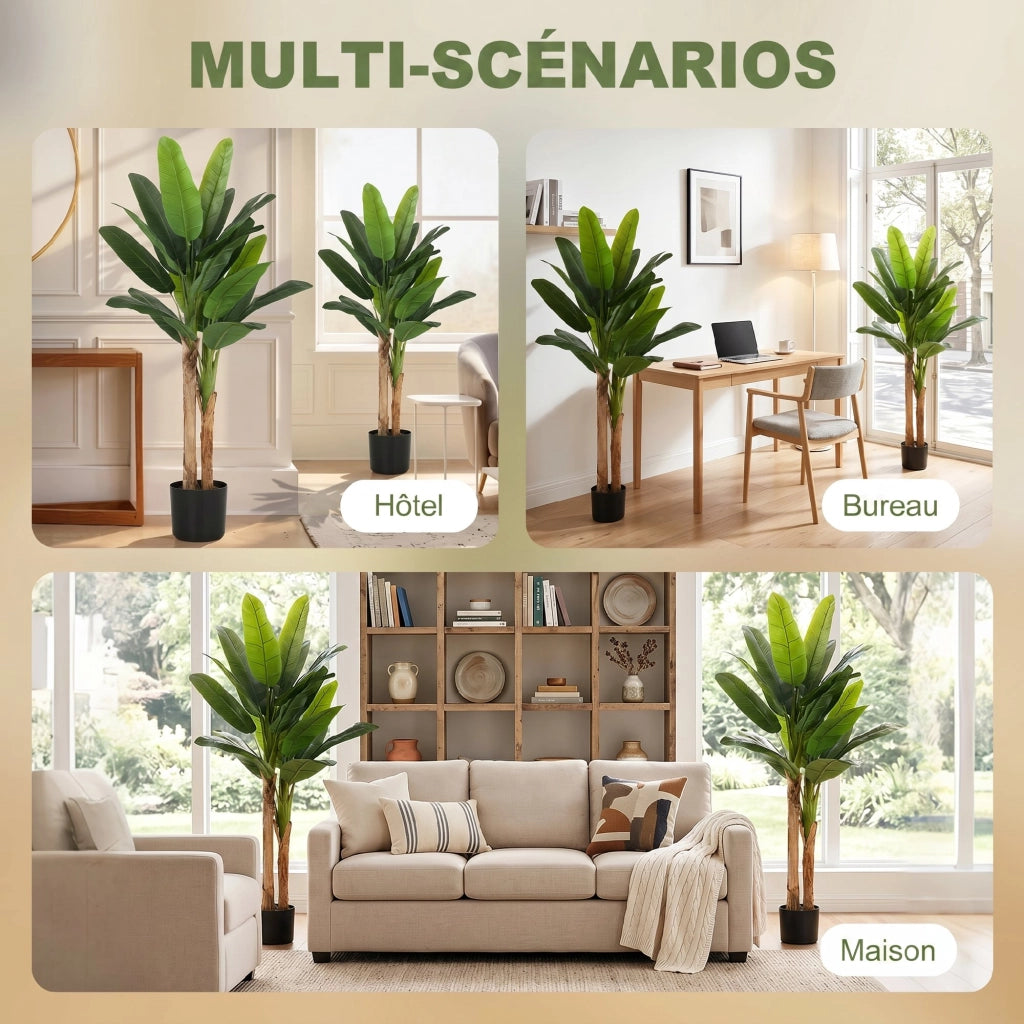 2 Piante Artificiali Banano in Vaso ¨C zephmum ¨C Verde, 150 cm