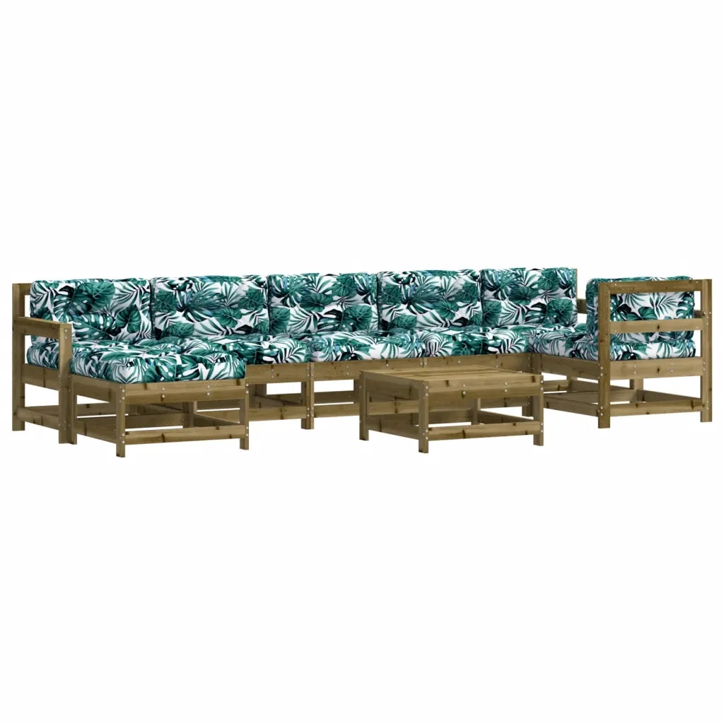 Set Divani da Giardino 8pz con Cuscini Legno Impregnato di Pino 3185891