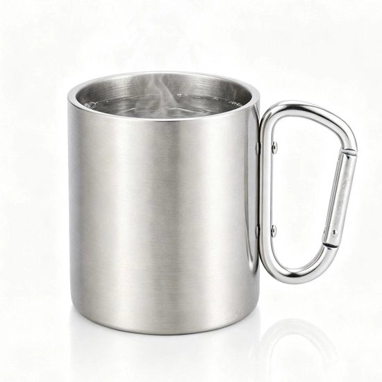 Bicchiere da Campeggio 300 ml - Doppio Strato di Acciaio Inossidabile - Maniglia a Pistola - Resistente allo Shock - Facile da Pulire - Isolamento Termico Effettivo - Bicchiere da Bere