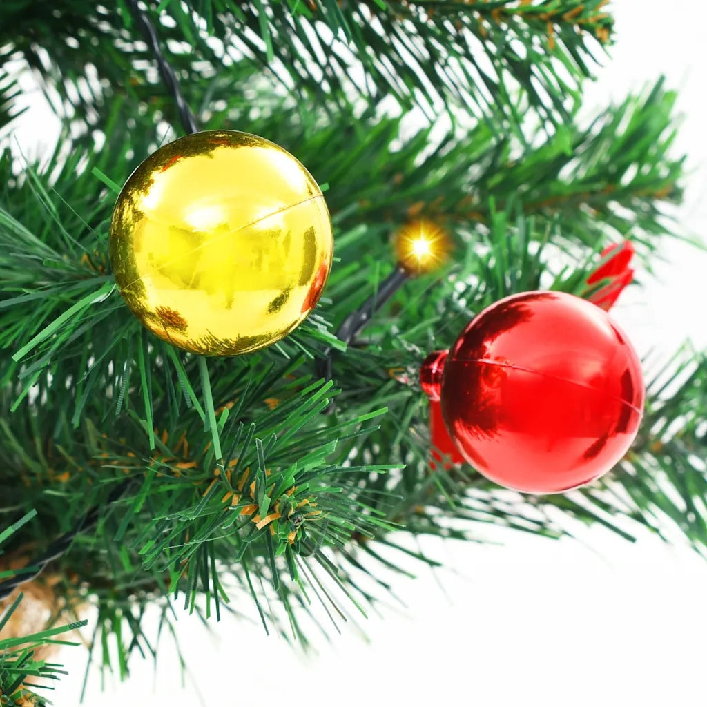 Albero di Natale Artificiale con Palline e LED 64 cm Verde cod mxl 19710