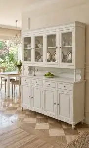 Credenza cristalliera napoletana in legno 4 ante Shabby chic biancopomelli bronzo