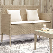 Panca da Giardino con Cuscini-Sgabello-Panca da esterno Beige in Polyrattan 765304