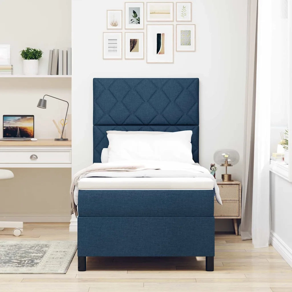 Letto a molle con testiera Blu 90 x 190 cm Tessuto 3339433