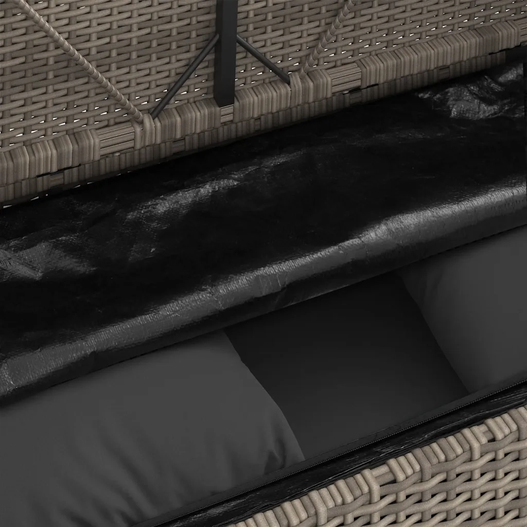 Panca da Giardino con Cuscini-Sgabello-Panca da esterno Grigia in Polyrattan 567704