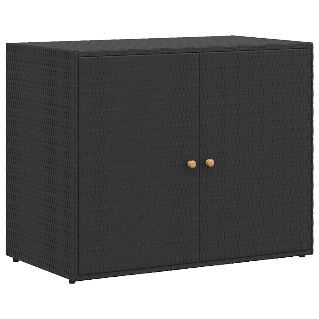 Mobile Portaoggetti da Giardino Nero 100x55,5x80 cm Polyrattan