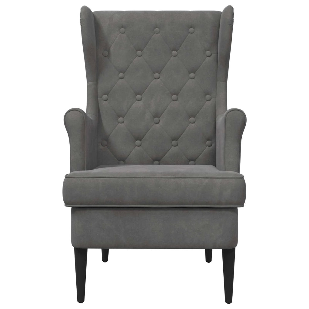 Poltrona-Divano Sedia-Poltroncina Grigio Scuro Velluto 210569