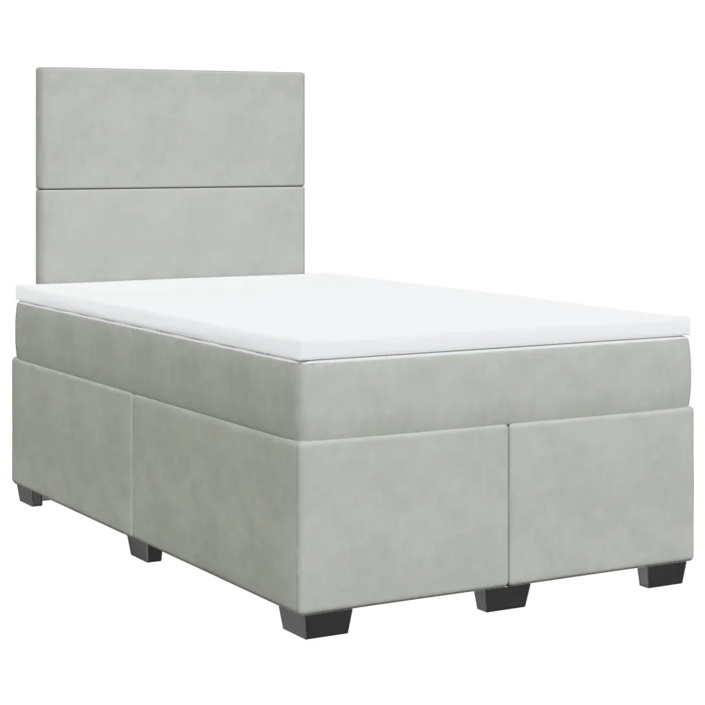 vidaXL Giroletto a Molle con Materasso Grigio Chiaro 120x190cm Velluto