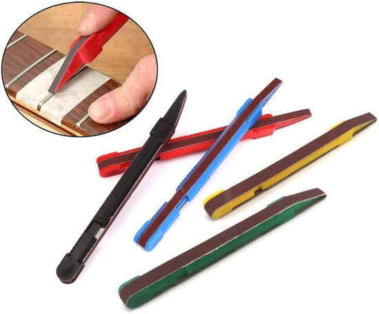 Set di abrasivi a 5 pezzi, ogni lamina abrasiva con diametro di grana 120, 240, 320 o 400 (2 pezzi). Macchina per riparazioni, pennello abrasivo, attrezzatura per la riparazione e il mantenimento della chitarra.
