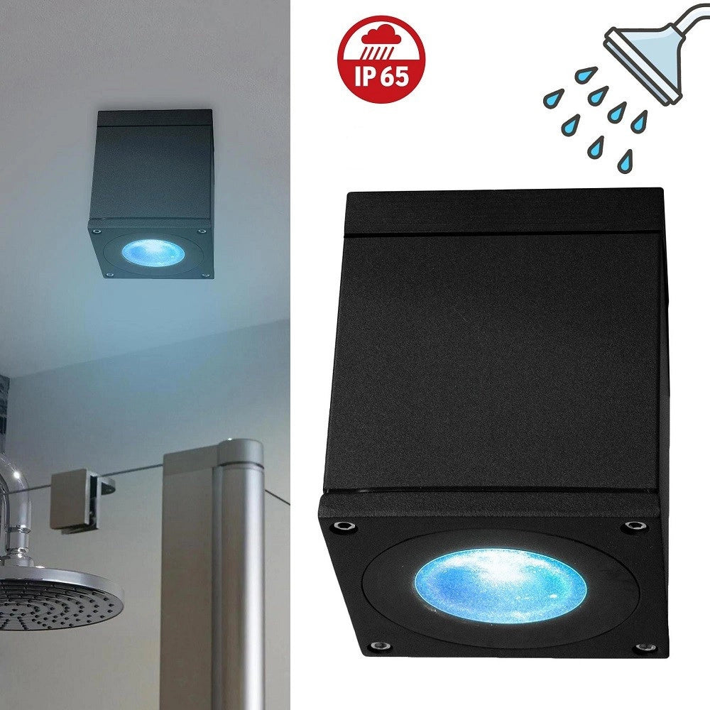 Trade Shop - Plafoniera Faretto Quadrato Soffitto Impermeabile Gu10 Vasca Box Doccia Bagno 230v -