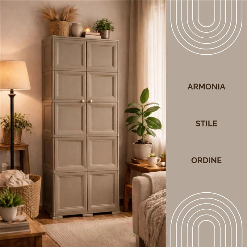 ARMADIO 5 MODULI TALPA 79X43X203 CM – MOBILE ALTO SALVASPAZIO PER ORGANIZZAZIONE CASA E ZONA GIORNO