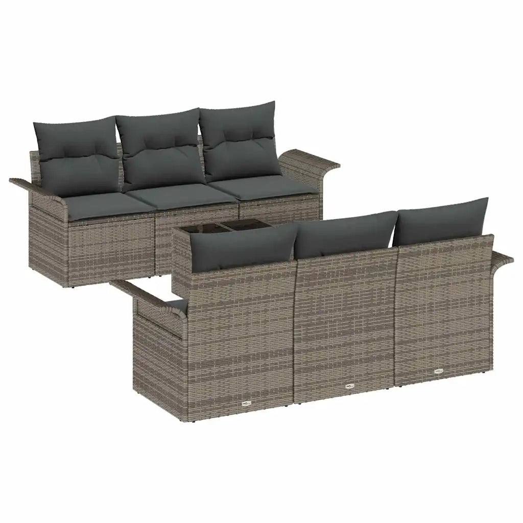 Set Divano da Giardino con cuscino 7 pcs Grigio polyrattan 3353918