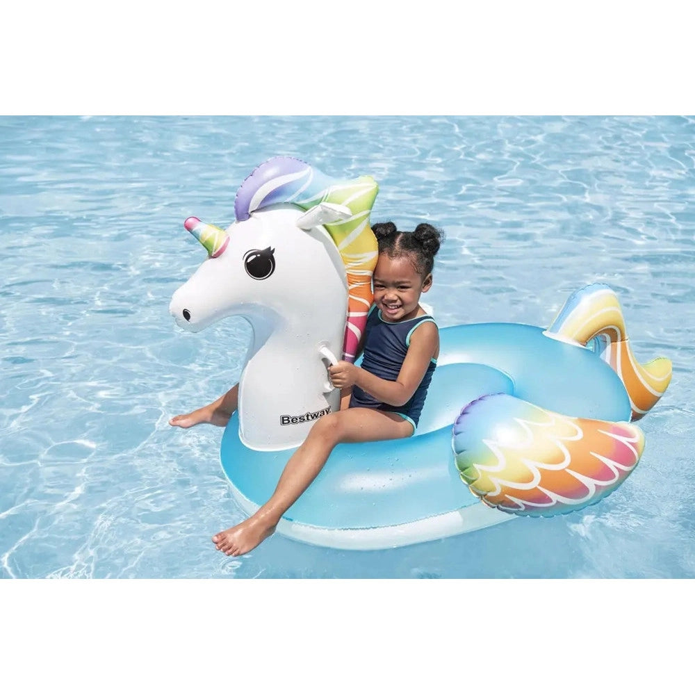 Trade Shop - Cavalcabile Unicorno Fantasy Galleggiante Gonfiabile Piscina Spiaggia Con Maniglie 41114 -