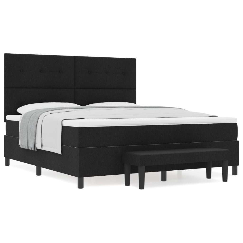 Letto Box Spring con Materasso & Panchina Nera 180x200 cm Tessuto