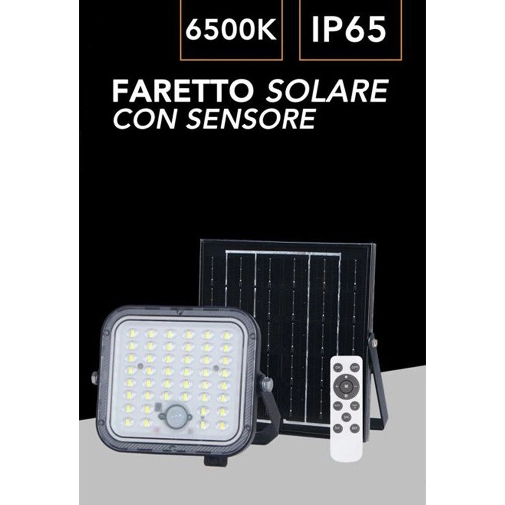 Trade Shop - Faretto Faro Con Pannello Solare 140w 1400lm Con Sensore Pir Ip65 Luce 6500k Tk-n140-f -