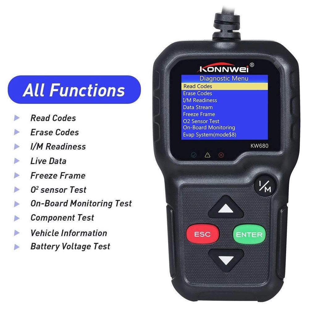 Trade Shop - Lettore Obd Konnwei Kw680 Scanner Codici Auto Diagnostica Tester Analisi Obd2ii -