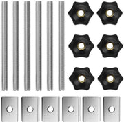 Set di morse T di 18 - T-Track morse - T-Track bulloni - Lega di alluminio - Acciaio inossidabile - Attrezzo di lavoro per legno pratico - Morse a T con foro a T