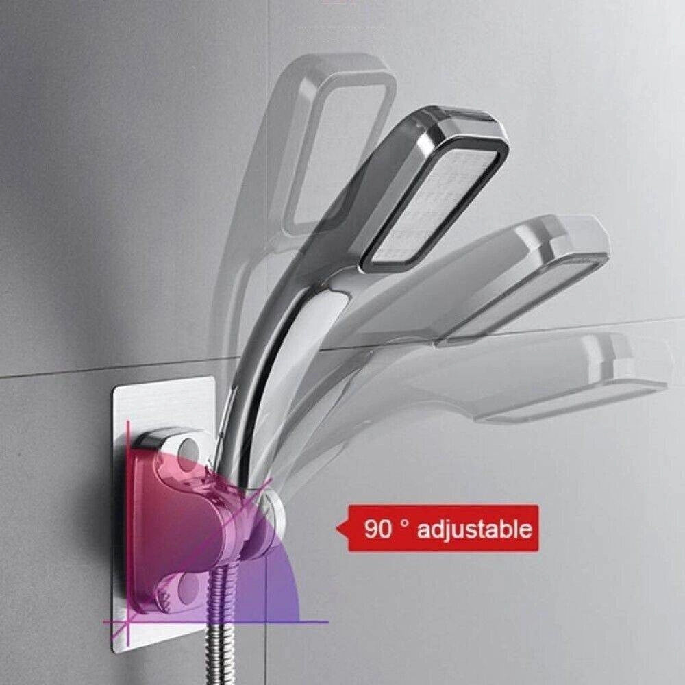 Trade Shop - Supporto Per Soffione Doccia Doccetta Da Parete Muro In Abs Cromato Adesivo 79358 -