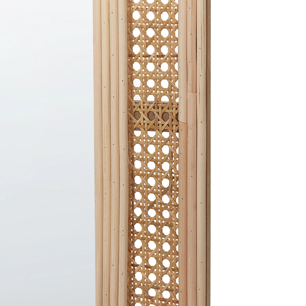 Specchio da parete ad arco in rattan naturale 120x50 cm soggiorno camera da letto
