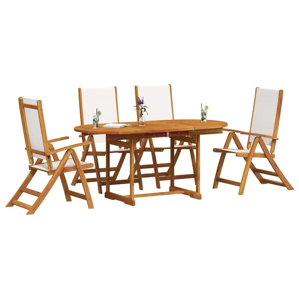 Set Pranzo da Giardino 5pz Legno Massello di Acacia e Textilene 3279294