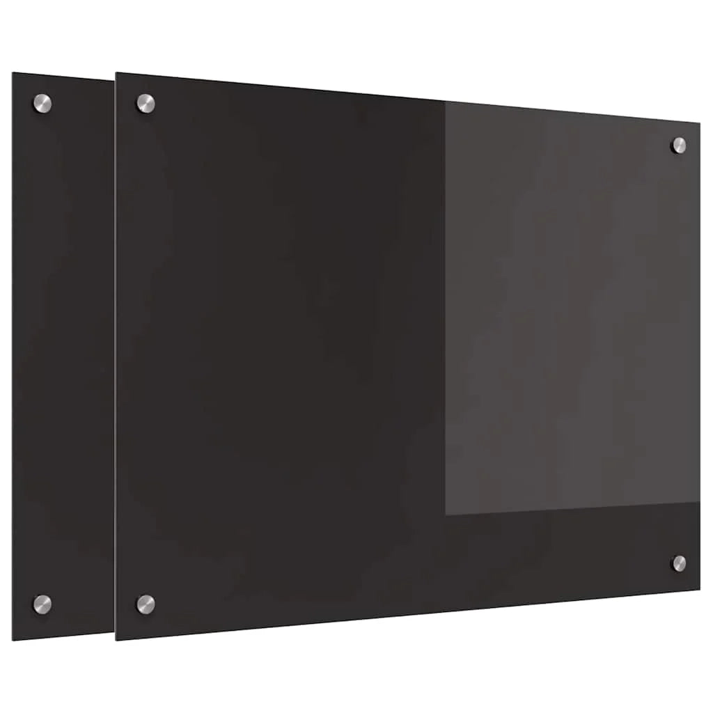 Set di 2 paraschizzi moderni per cucina resistenti al calore 80 x 60 cm in vetro temperato nero 02_0056311