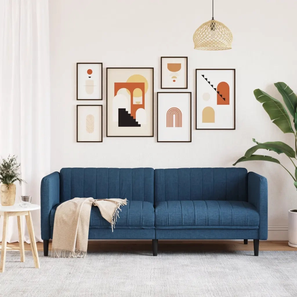 Divano | Divano da soggiorno | Sofa a 3 Posti Blu in Tessuto
