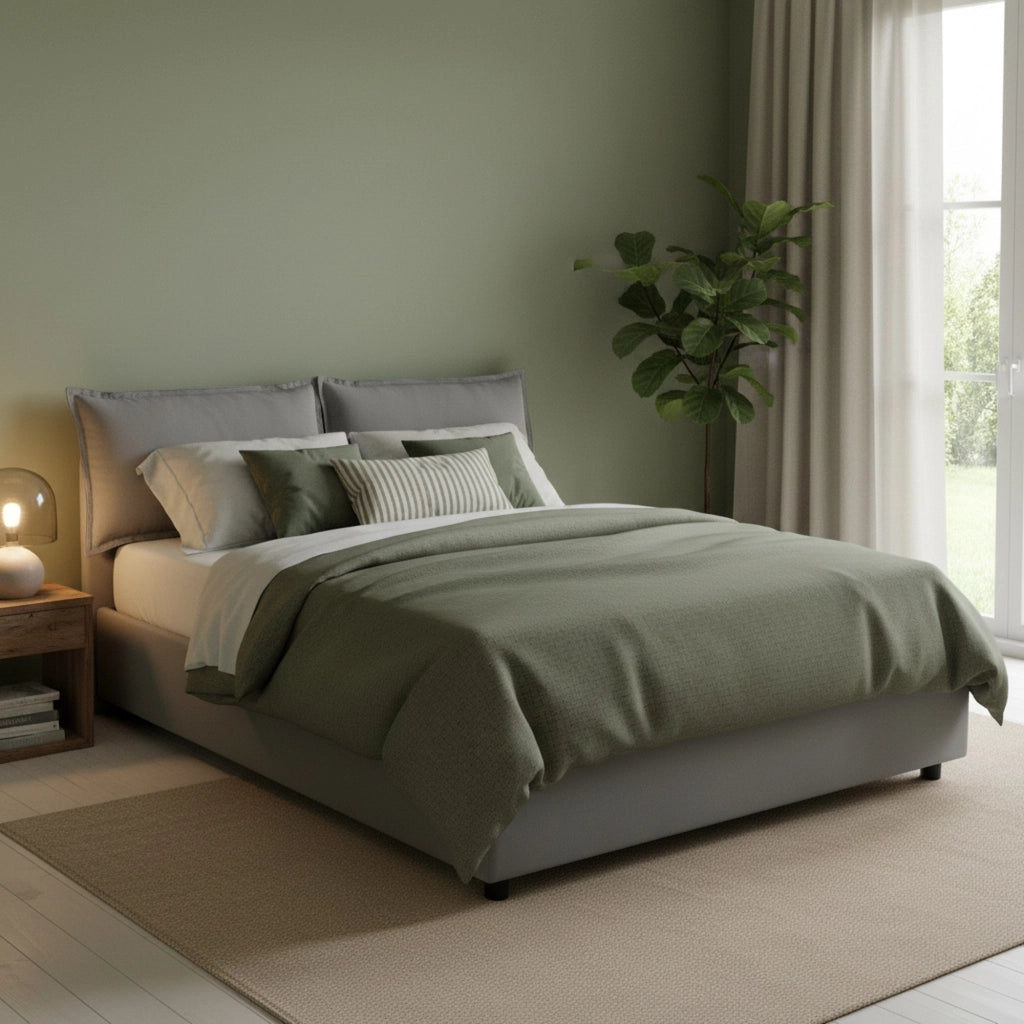Letto Matrimoniale Anjin, Letto Matrimoniale Sfoderabile Made in Italy, Grigio