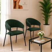Sedie da sala da pranzo set da 2 Aurelia in velluto verde con gambe nere