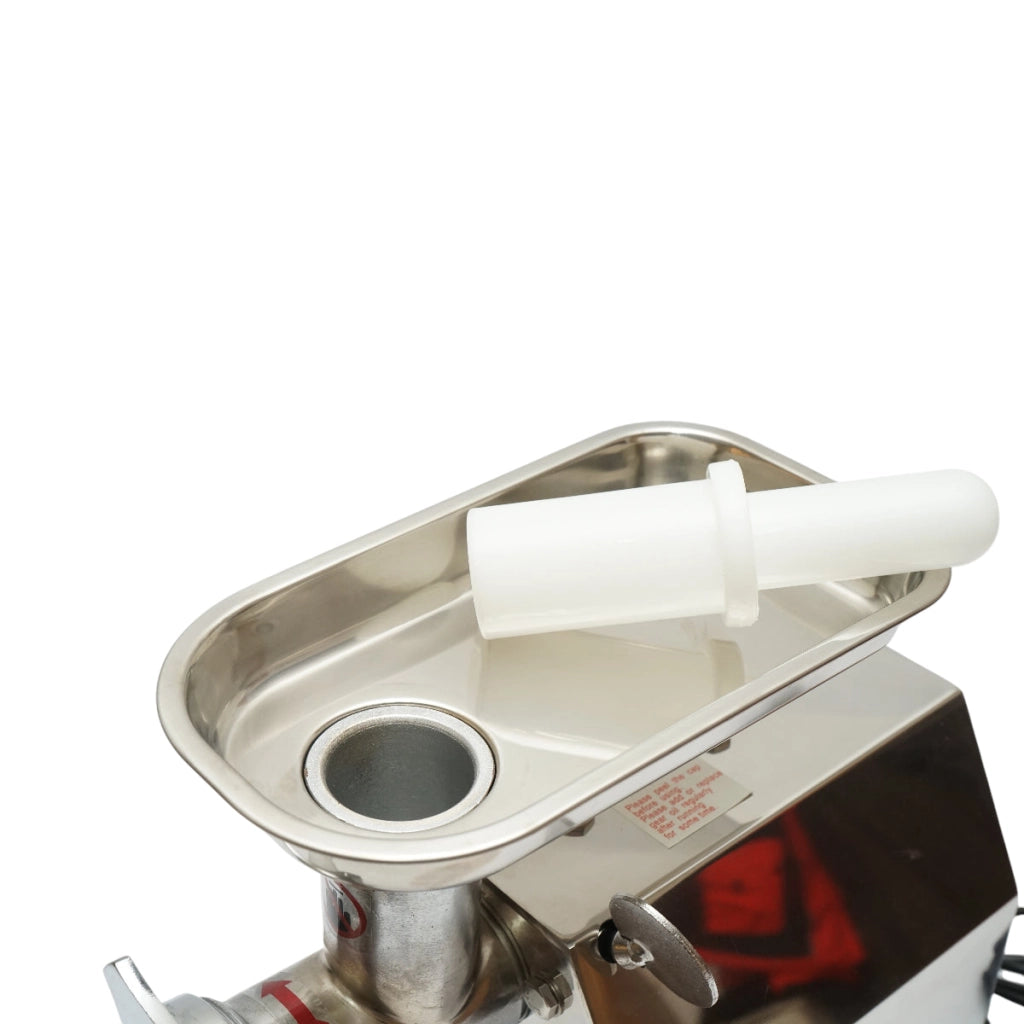 Tritacarne elettrico in acciaio inox 600W, 220V, capacità 100 kg/h, adattatore per salsicce, 2 setacci e 2 coltelli inclusi 340x185x365mm