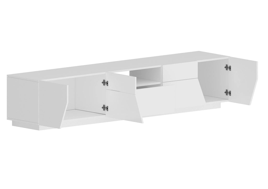 Mobile TV 4 Ante 1 Cassetto 220,1x43x46 cm Alien Bianco Lucido