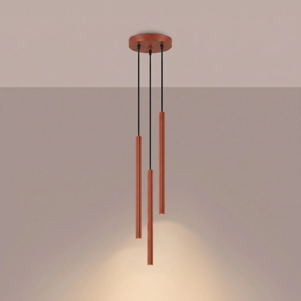 Lampada a sospensione ARCHE 3P ocra rossa