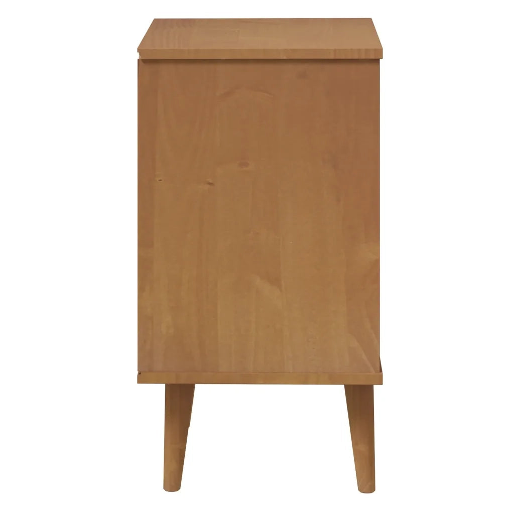 Comodino Marrone MOLDE 40x35x65 cm in Legno Massello di Pino 350498