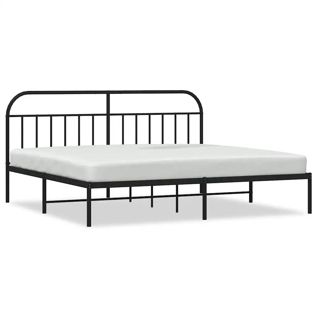 Giroletto con Testiera-Struttura Letto con testiera in Metallo Nero 193x203 cm 413098