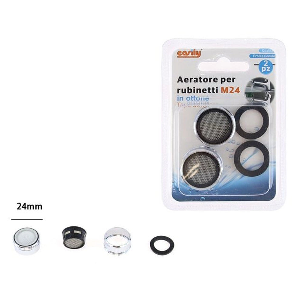Trade Shop - Set 2pz Aeratore Rubinetti Filtro Rompigetto Lavandino Bagno Cucina M24 In Ottone 87994 -