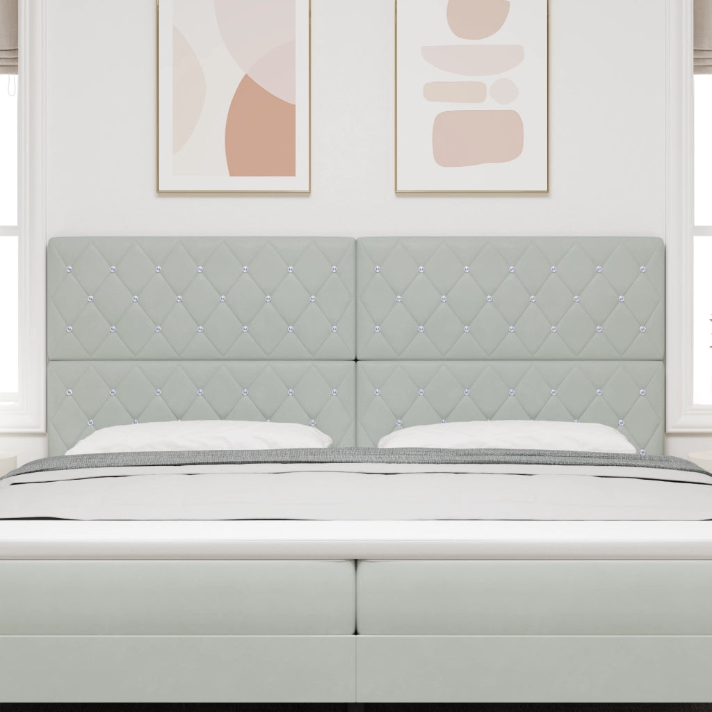 Testiera con bottoni di cristallo tufted grigio chiaro 200 cm in velluto