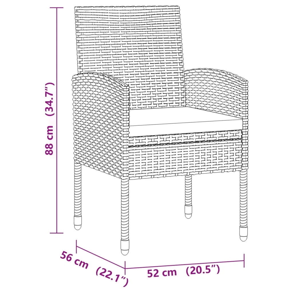 Set da Pranzo per Esterni 7 pz in Polyrattan Nero 3120109