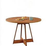 Tavolo da pranzo rotondo 100 cm in MDF marrone, per 2-4 persone, stile country