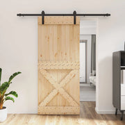 Porta scorrevole Naturale e Nero 90 x 210 cm