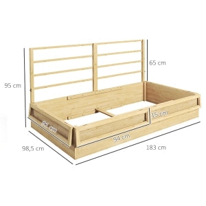 Hochbeet con traliccio 2 in 1 in legno naturale, fioriera rialzata da esterno 183 x 98,5 x 95 cm