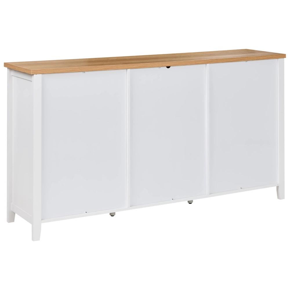 Credenza bianca in MDF a 2 ante, ripiani, cassetto, portabottiglie, credenza in stile moderno, corridoio