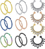 Piercing misto colore per donne e uomini | Finta piercing labiale e nasale in acciaio inossidabile