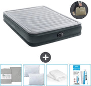 Lettino aeree 2 posti - 152 x 203 x 33 cm - Grigio - Incluso compressore - Telo di protezione - Cuscino - Kit di riparazione e Protezione cuscino