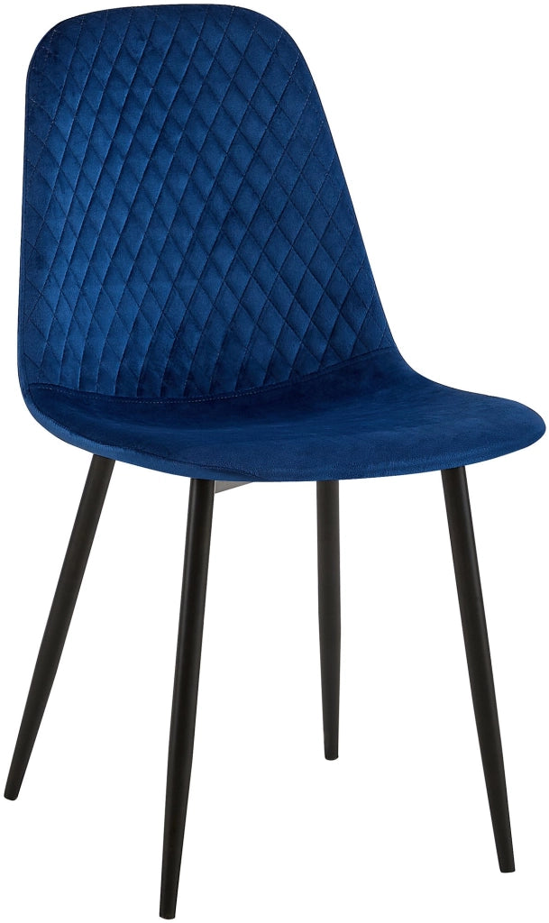 Sedia Giverny con cuciture decorative Velluto,blu