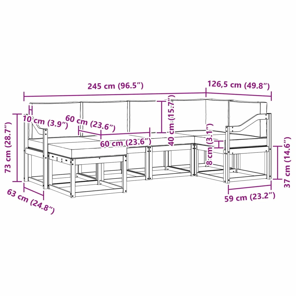 Set di divani da esterno 6 pz Bianco e Antracite Poliestere 3387891