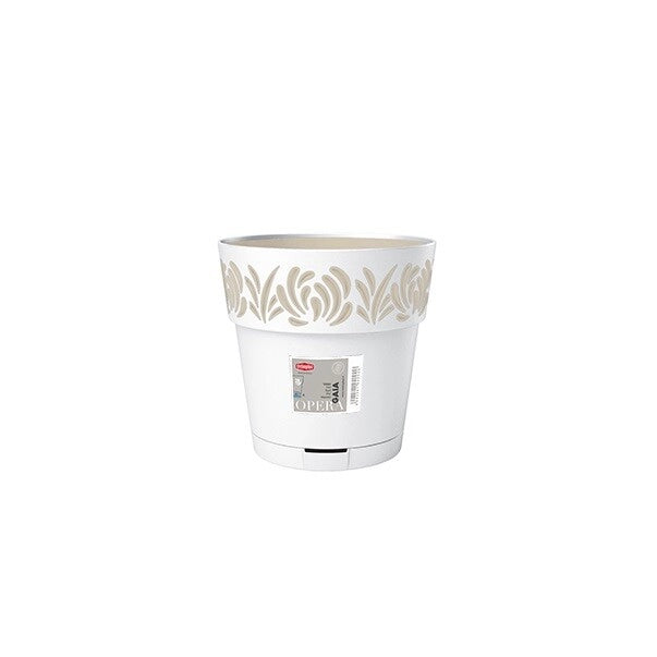 Vaso da Giardino Tondo Opera Gaia Bianco e Travertino 15 x 15 cm Stefanplast