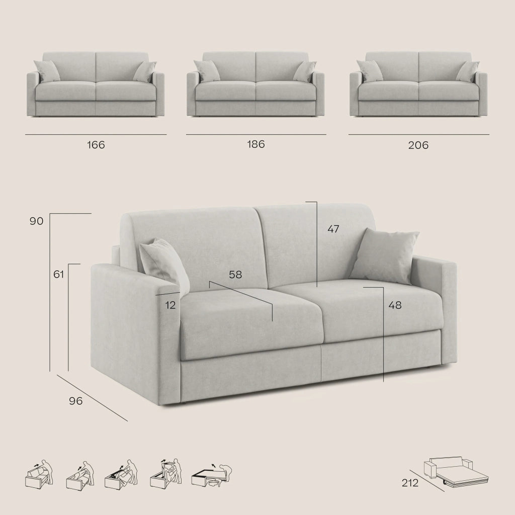 Chris Divano letto matrimoniale tessuto impermeabile 186 cm beige