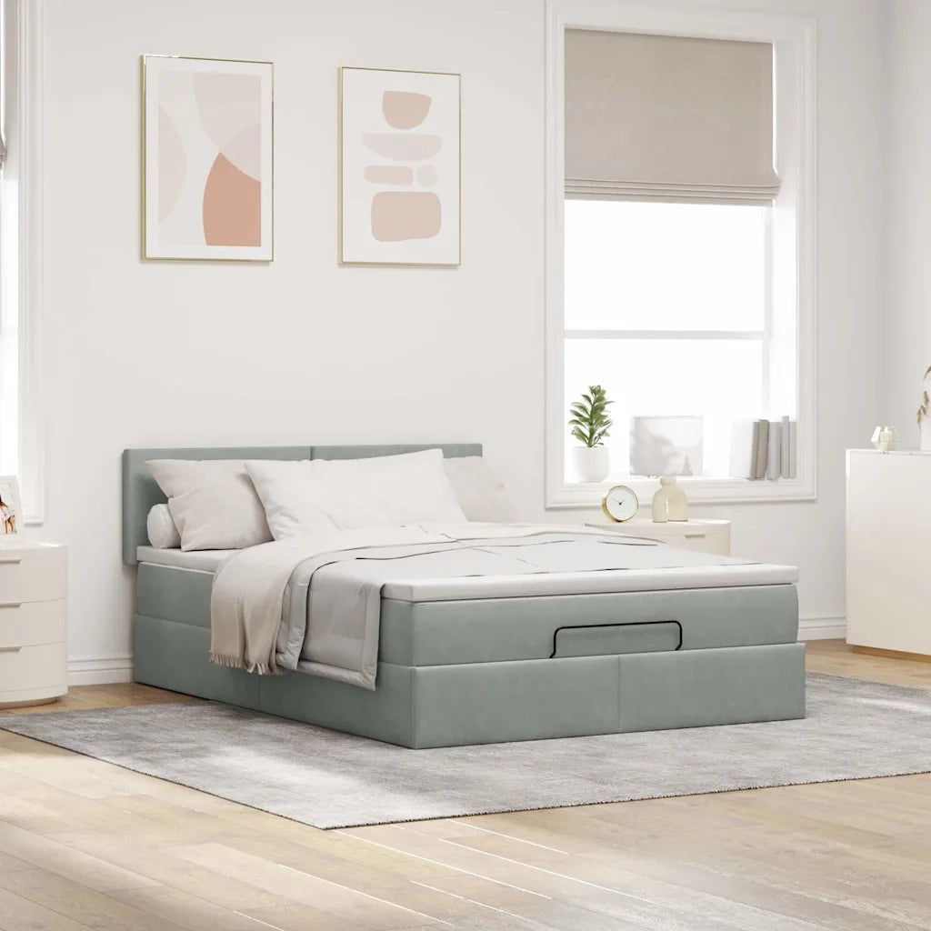 Struttura Letto Pouf con Materasso 140x200 cm in Velluto 3311705