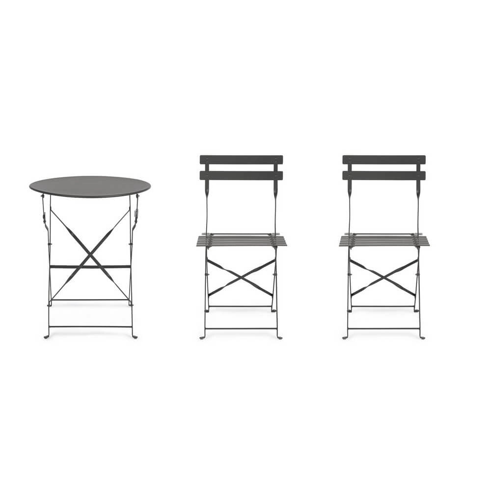 Set da 3 Posti Bistrot Pieghevole in Acciaio per Esterno - ORLIX