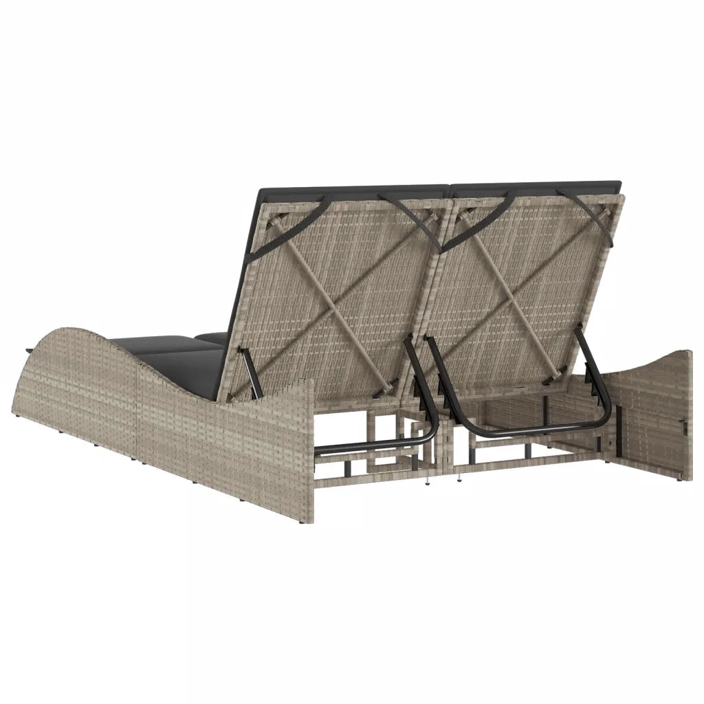 Lettino con Cuscini Grigio Chiaro 114x205x73 cm in Polyrattan 368292