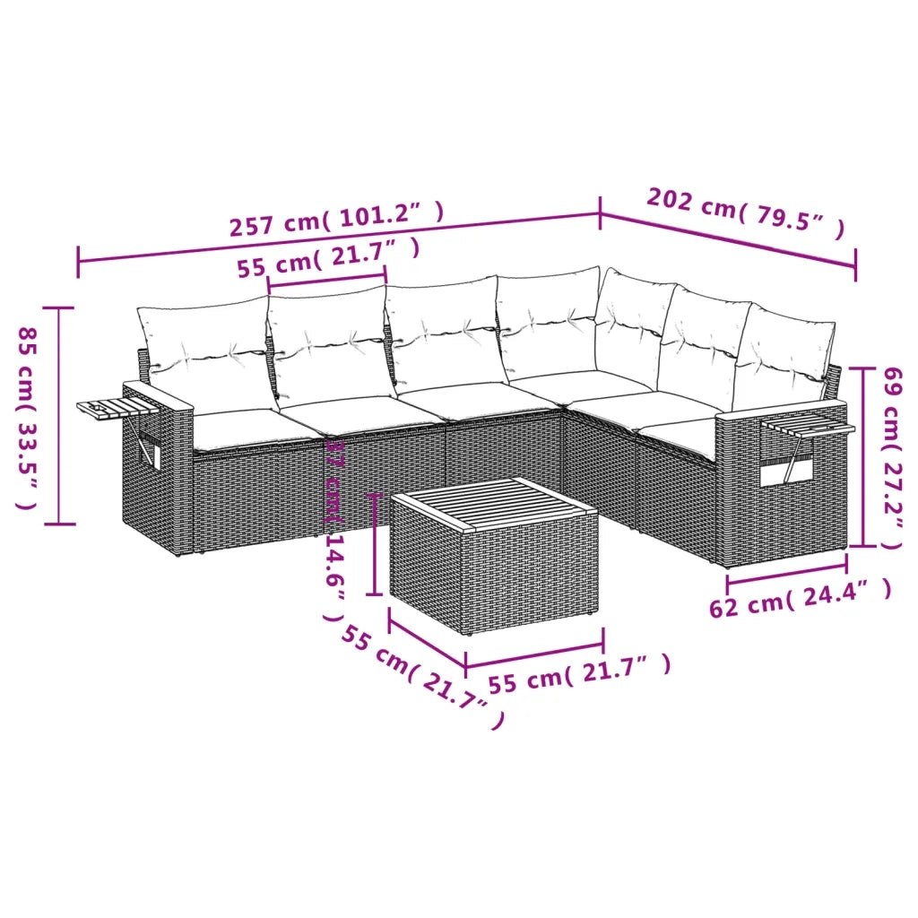 Set Divani da Giardino con Cuscini 7pz Nero Polyrattan 3226846